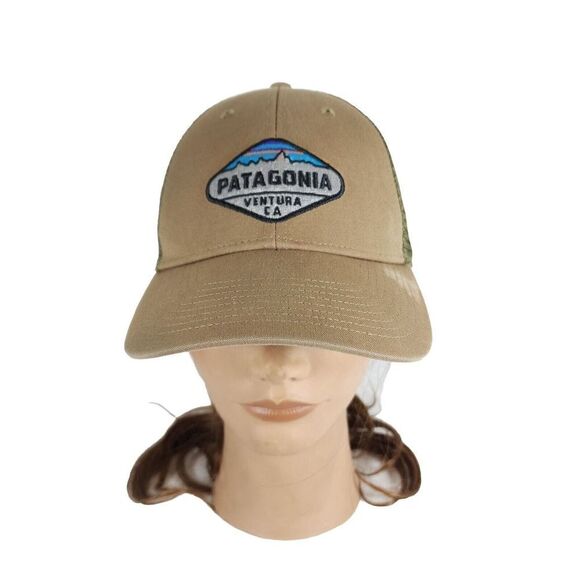 Patagonia Unisex Fitz Roy Crest Lopro OS Ash Tan Adjus Snapback Trucker Cap Hat - Picture 1 of 9